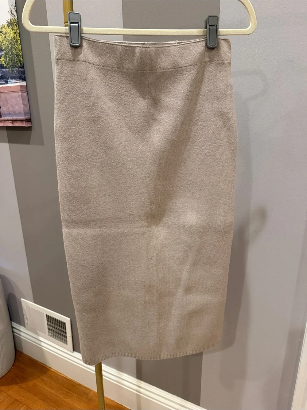 OAK + FORT Neutral Beige Knee-Length Pencil Skirt
